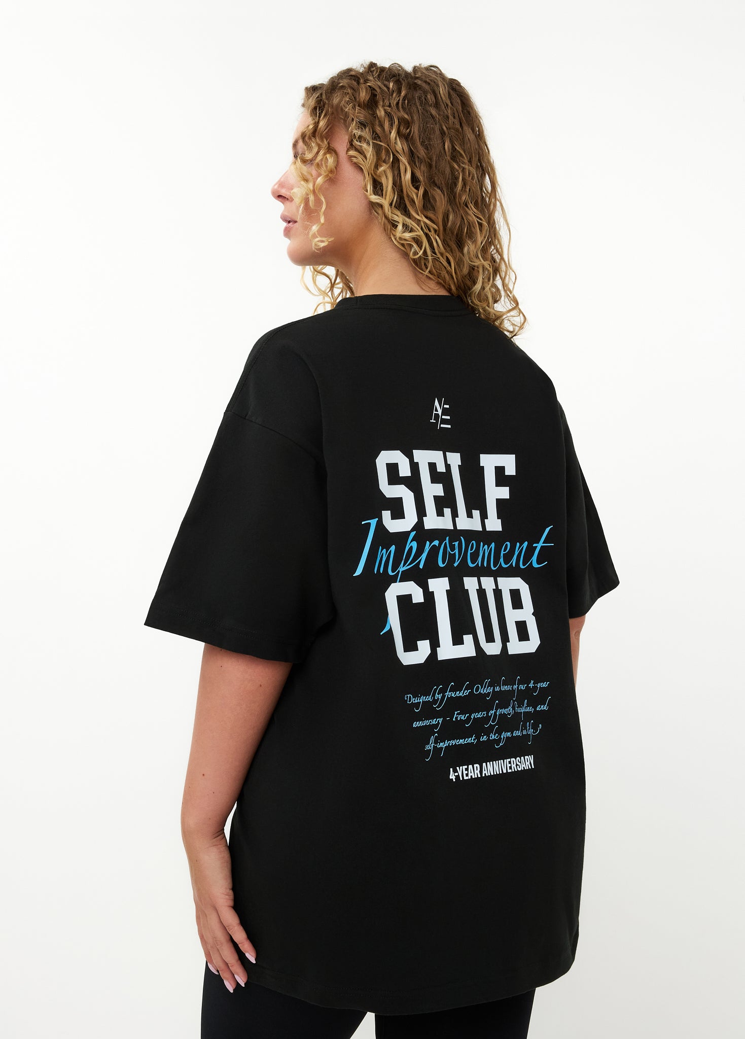 Oversized T Shirt Black Blue 4 Year Anniversary