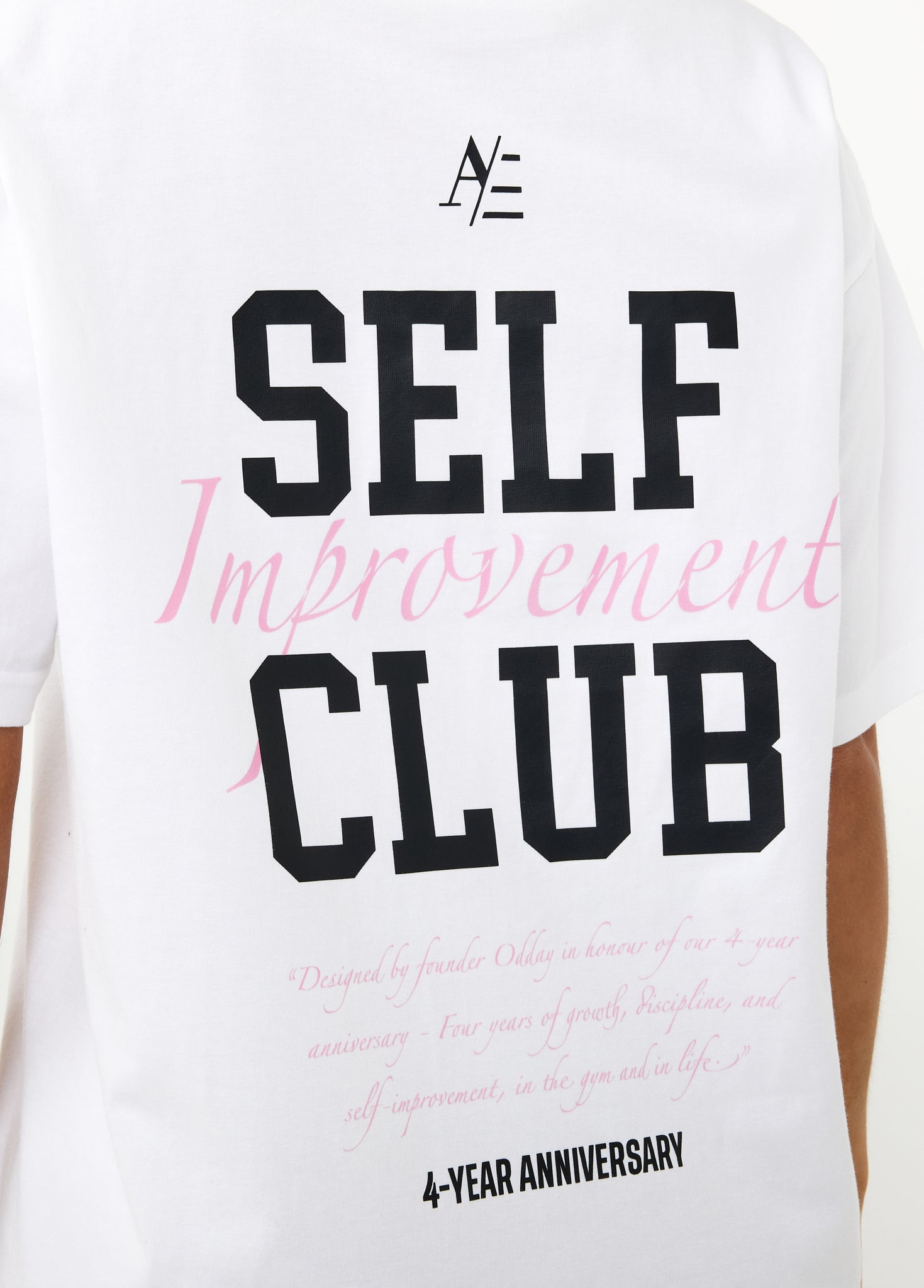 Oversized T Shirt White Pink 4 Year Anniversary