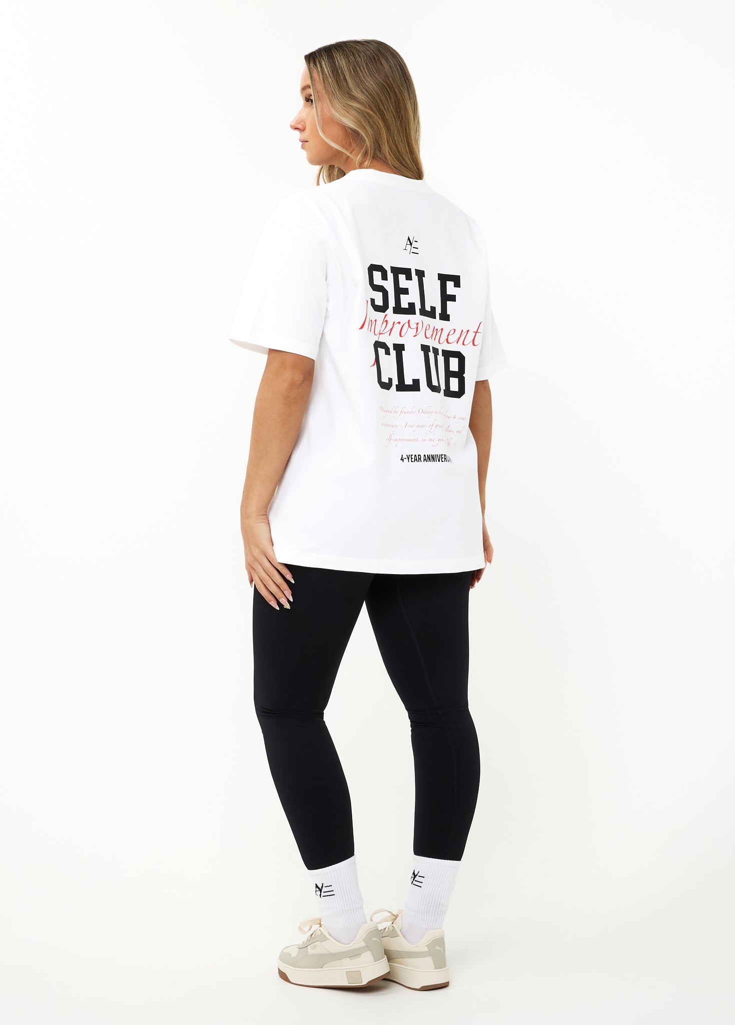 Oversized T Shirt White Red 4 Year Anniversary