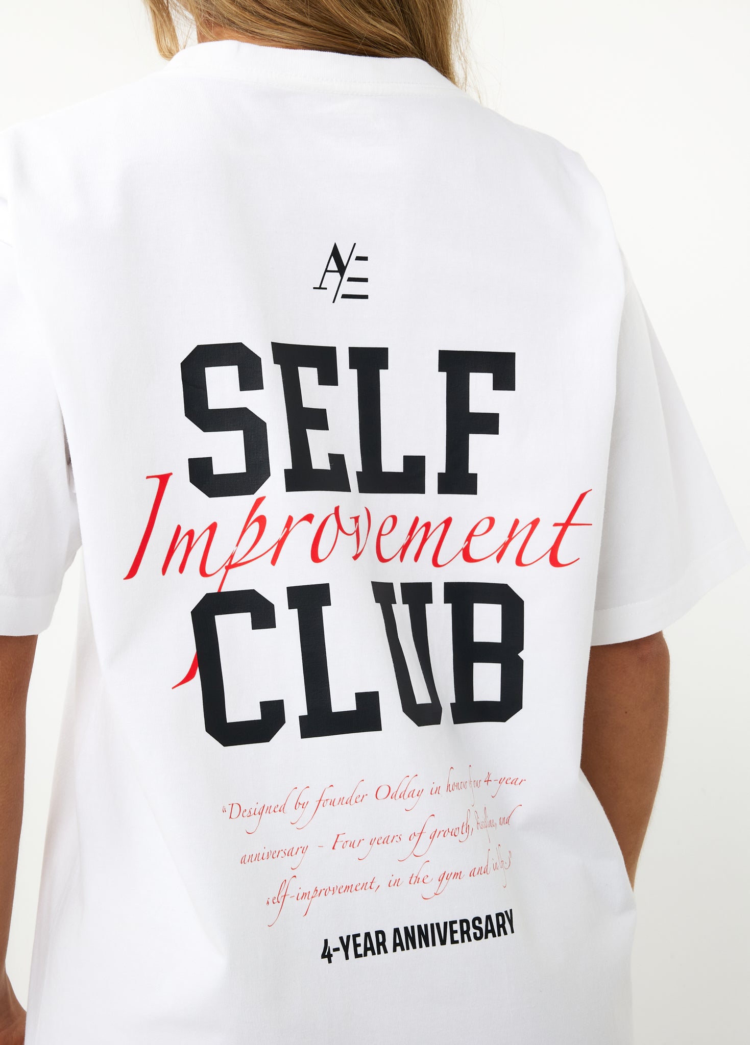Oversized T Shirt White Red 4 Year Anniversary